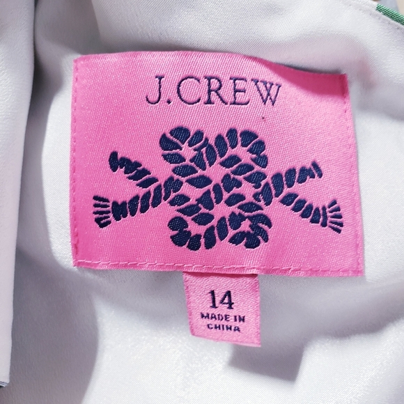 J Crew One Shoulder Sheath Dress Bow Faux Wrap Green Plaid Silk Blend Size 14 - Picture 9 of 11